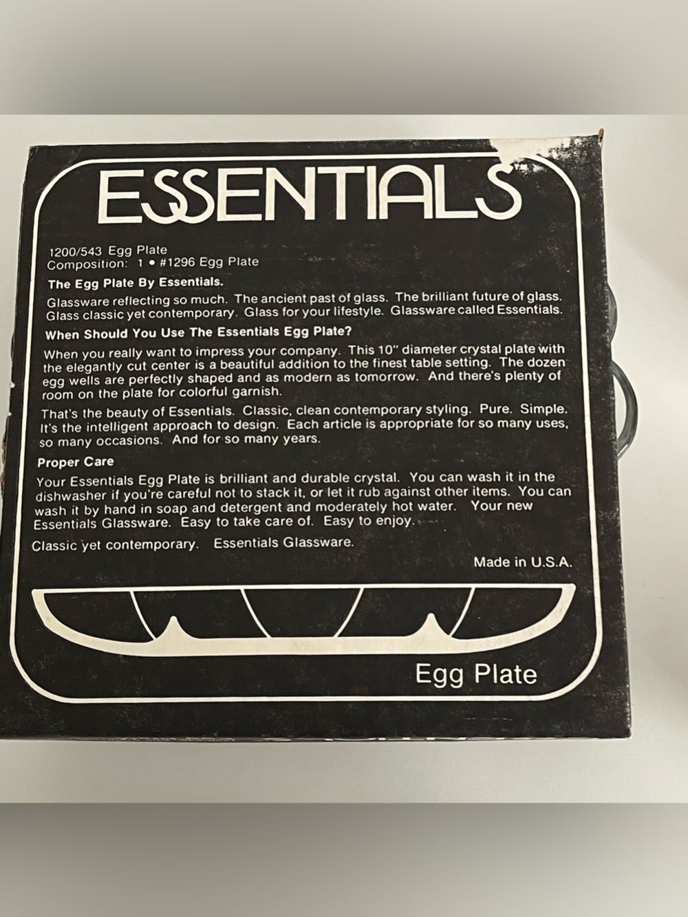 Essentials USA #1296 Glass Crystal Egg Plate Original Box - Picture 3 of 4